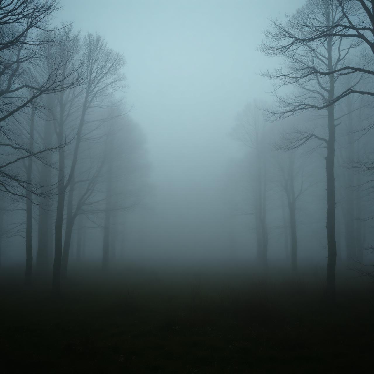 Misty British woodland at dawn